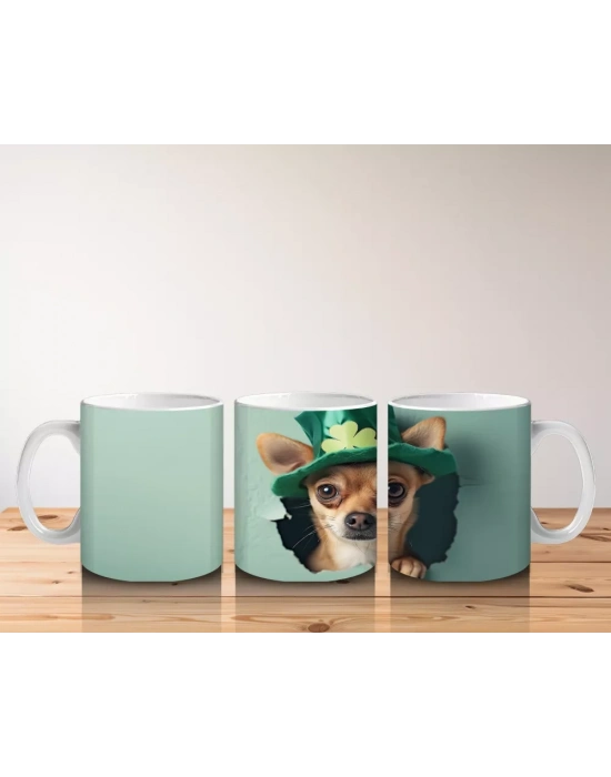 Şanslı Şapkalı Minik Köpek Figürü – Baskılı Kahve Kupası