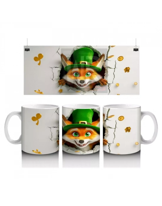 Şanslı Şapkalı Sevimli Tilki – Baskılı Kahve Kupası