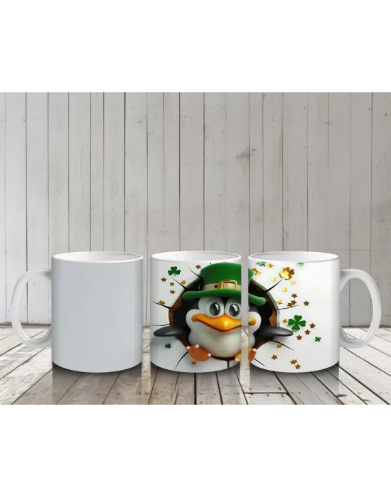 Şanslı Şapkasıyla Sevimli Penguen – Baskılı Kahve Kupası