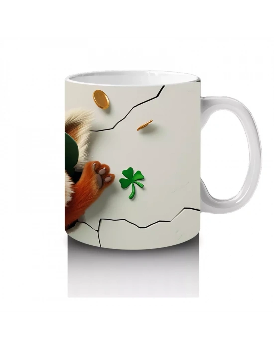 Şanslı Tilki ve Yonca Temalı - Baskılı Kahve Kupası