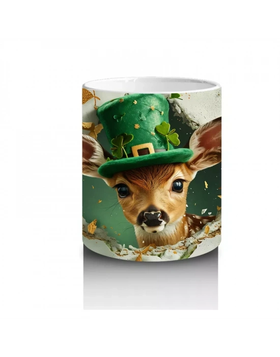 Şapkalı Fil ve Dört Yapraklı Yoncalar – Baskılı Kahve Kupası