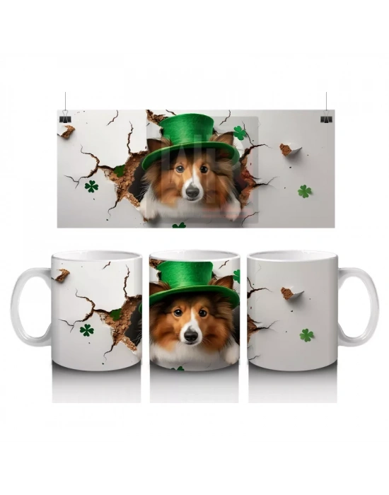 Şapkalı Köpek ve Bahar Yaprakları – Baskılı Kahve Kupası