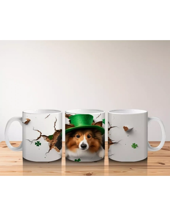 Şapkalı Köpek ve Bahar Yaprakları – Baskılı Kahve Kupası