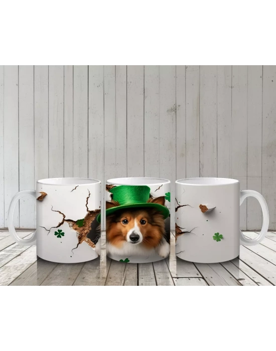 Şapkalı Köpek ve Bahar Yaprakları – Baskılı Kahve Kupası