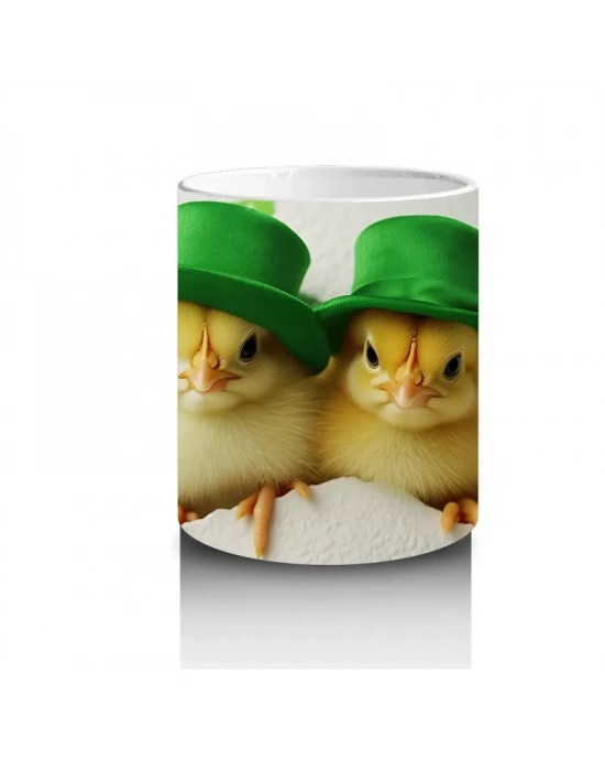 Şapkalı Sarı Civciv Çifti – Baskılı Kahve Kupası