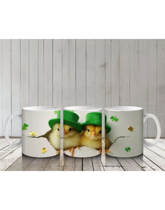 Şapkalı Sarı Civciv Çifti – Baskılı Kahve Kupası