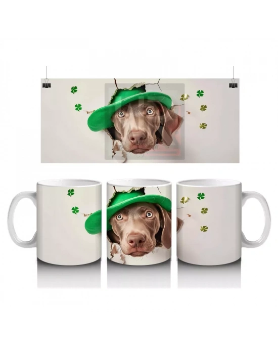 Şapkalı Sevimli Kahverengi Köpek – Baskılı Kahve Kupası