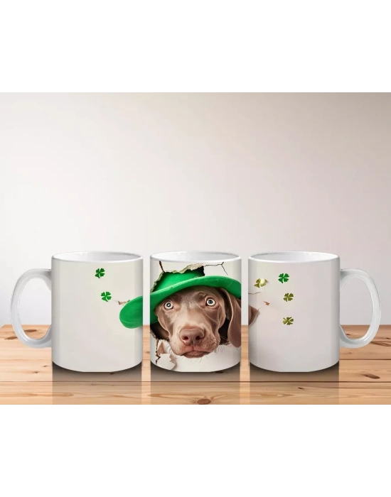 Şapkalı Sevimli Kahverengi Köpek – Baskılı Kahve Kupası