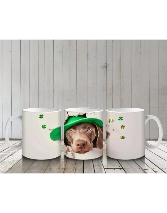 Şapkalı Sevimli Kahverengi Köpek – Baskılı Kahve Kupası