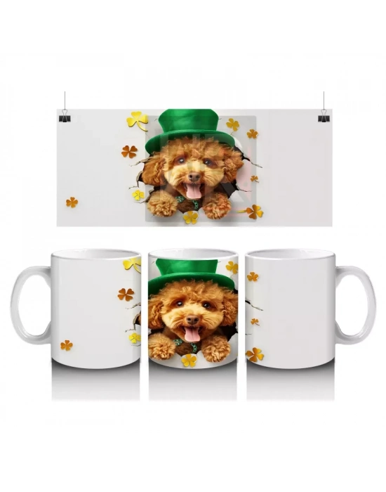 Şapkalı Sevimli Toy Poddle – Baskılı Kahve Kupası
