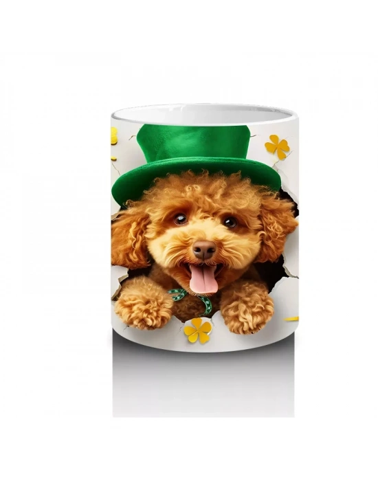 Şapkalı Sevimli Toy Poddle – Baskılı Kahve Kupası