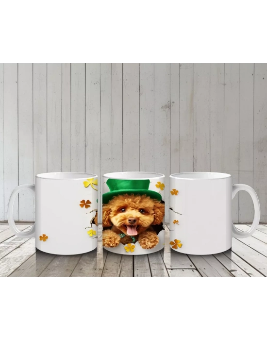 Şapkalı Sevimli Toy Poddle – Baskılı Kahve Kupası