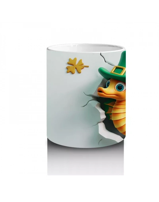 Şapkalı St. Patrick’s Temalı Sevimli Yılan Figürü - Baskılı kahve kupası