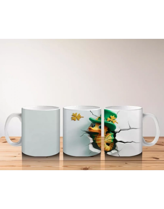 Şapkalı St. Patrick’s Temalı Sevimli Yılan Figürü - Baskılı kahve kupası