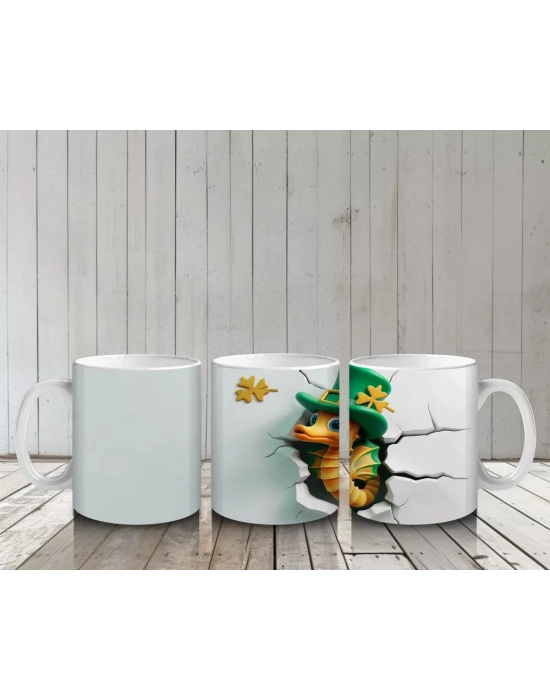 Şapkalı St. Patrick’s Temalı Sevimli Yılan Figürü - Baskılı kahve kupası