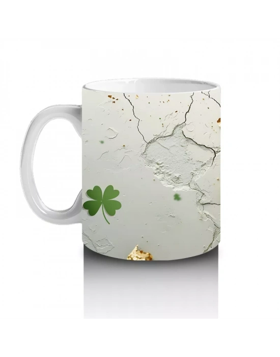 Şapkalı Tavşan ve Yonca Süsleri – Baskılı Kahve Kupası