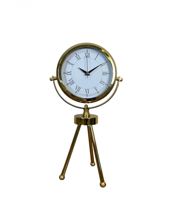 ® Saray Zarafeti Gold Tripod Üç Ayaklı Metal Masa Saati
