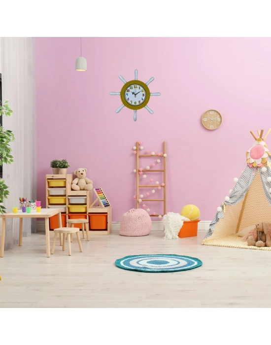 Sarı Çocuk Odası Kamelalı Dümen Duvar Saati