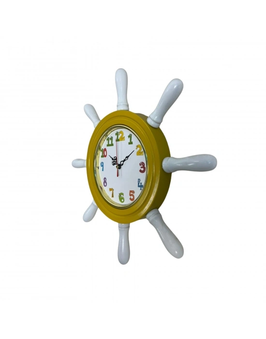 Sarı Çocuk Odası Kamelalı Dümen Duvar Saati