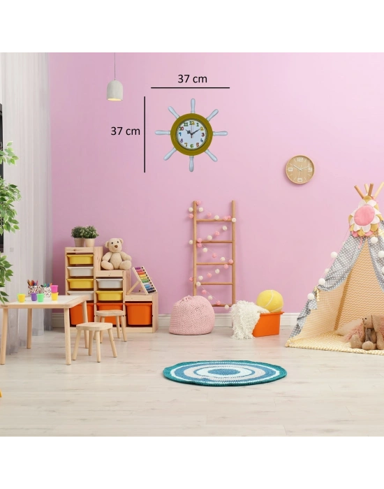 Sarı Çocuk Odası Kamelalı Dümen Duvar Saati
