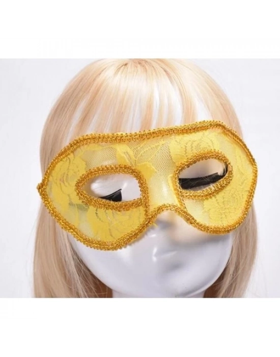 Sarı Dantel Tül Parti Maskesi