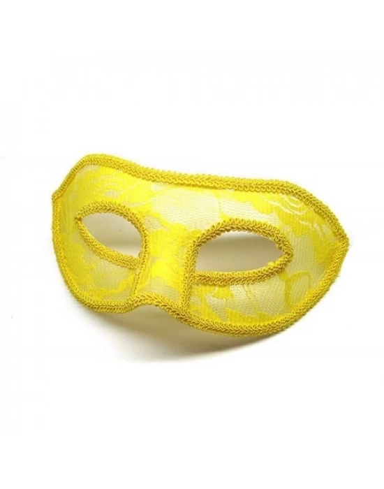 Sarı Dantel Tül Parti Maskesi