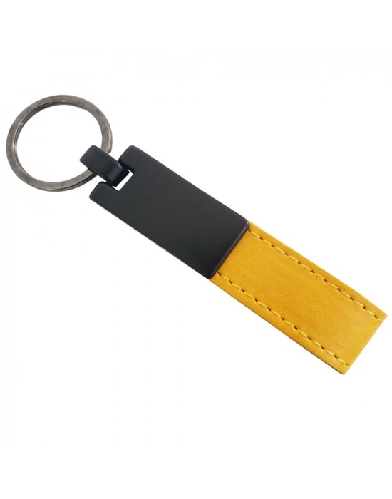 Sarı Deri Metal Anahtarlık