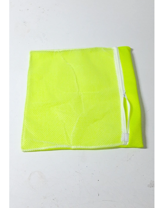 Sarı- Fermuarlı - Hassas Çamaşır Terlik  Ayakkabı Yıkama Filesi Büyük Boy