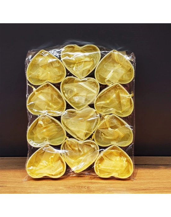 Sarı Kalpli Tül Kese