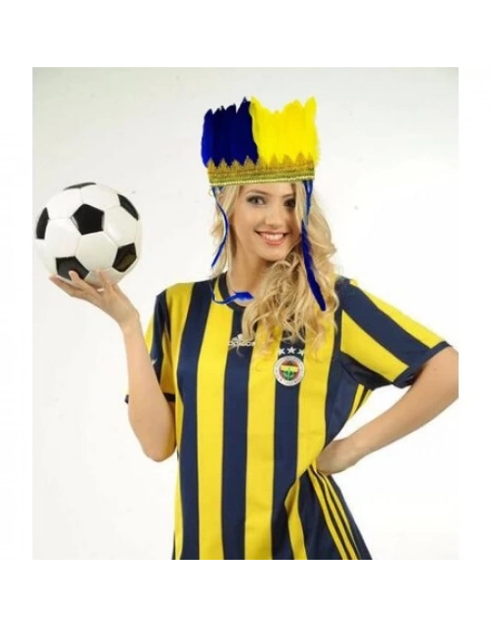 Sarı Lacivert Taraftar Tüylü Saç Bandı