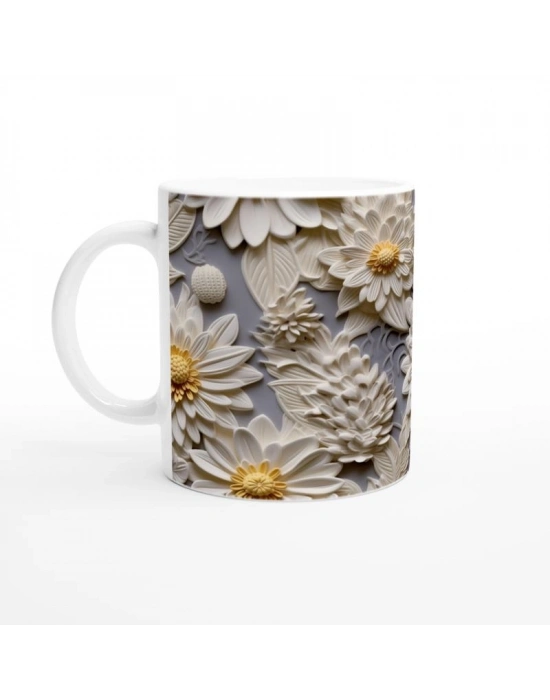 Sarı Merkezli Rölyef Papatya Kupa Bardak