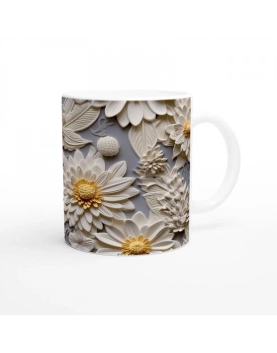 Sarı Merkezli Rölyef Papatya Kupa Bardak