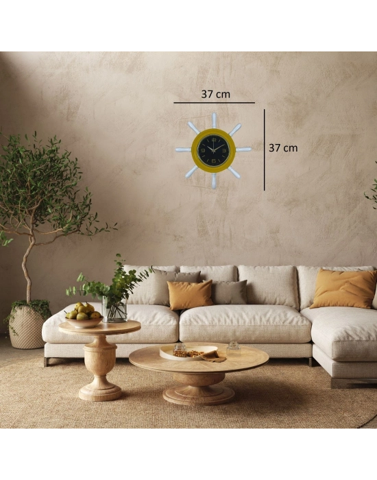 Sarı Modern Kavelalı Dümen Duvar Saati