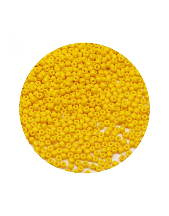 Sarı Renk 4 mm Yaklaşık 1100 adet / 100 gram Cam Boncuk Oya Yazma Bileklik ve Kolye