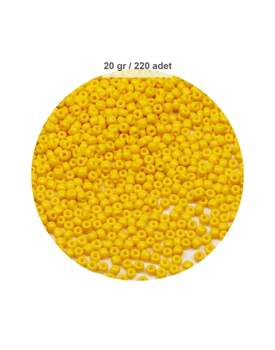Sarı Renk 4 mm Yaklaşık 220 adet/20 gram Cam Boncuk Oya Yazma Bileklik ve Kolye
