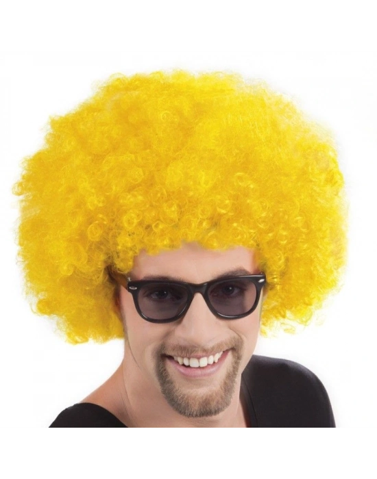 Sarı Renk Kıvırcık Afro Bonus Peruk