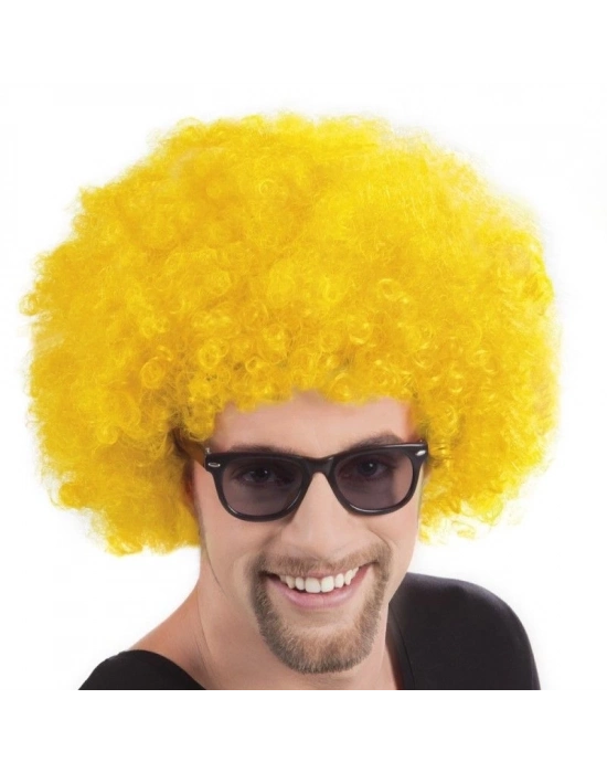Sarı Renk Kıvırcık Afro Bonus Peruk