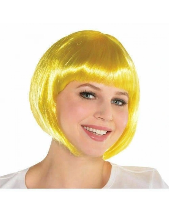 Sarı Renk Parti Peruğu Kısa Küt Saç