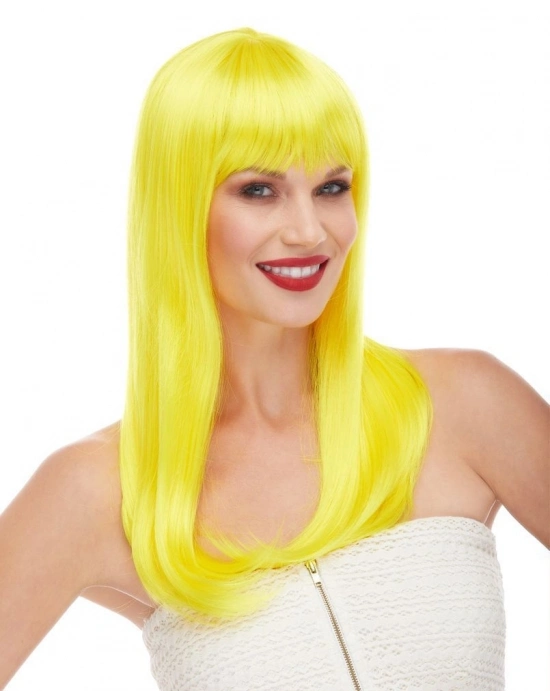 Sarı Renk Uzun Düz Parti Peruğu