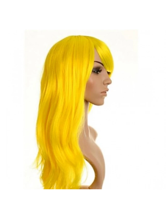Sarı Renk Uzun Parti Peruğu
