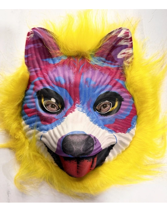 Sarı Saçlı Sevimli Köpek Maskesi Mega Peluş 35 No