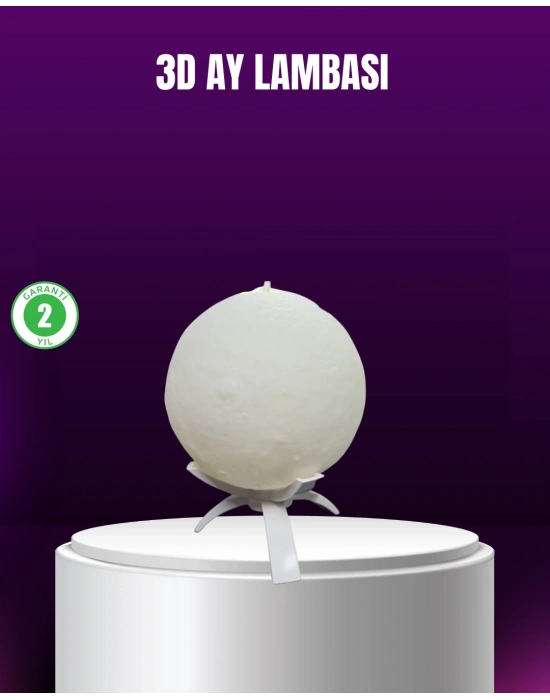® Şarjlı 3D Baskılı 16 Renk Ay Lambası  Stand
