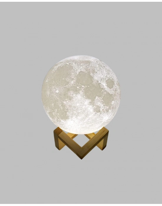 ® Şarjlı 3D Baskılı 16 Renk Ay Lambası  Stand