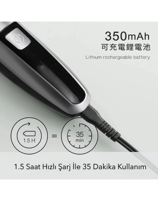 Şarjlı Ayarlanabilir Başlıklı Saç Sakal Traş Makinesi