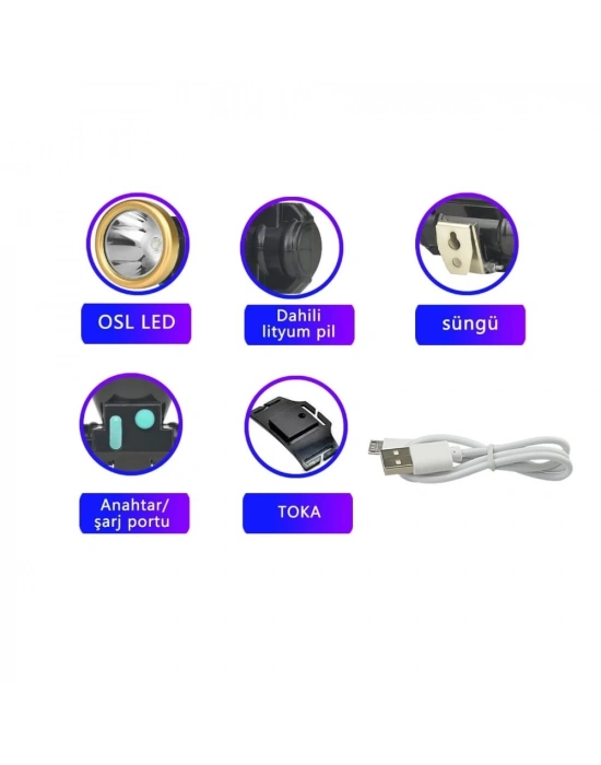 Şarjlı Baret Lambası Osl Led  Wt-065