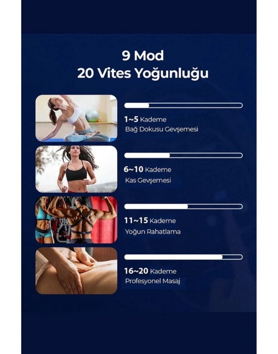 ® Şarjlı Geliştirilmiş 6 Başlıklı Fonksiyonlu Masaj Aleti 2000 mAh Masaj Tabancası