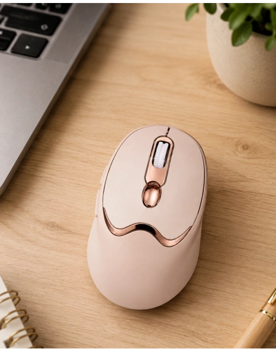 Şarjlı Kablosuz Mouse Sessiz Tıklama Bluetooth ve USB Destekli