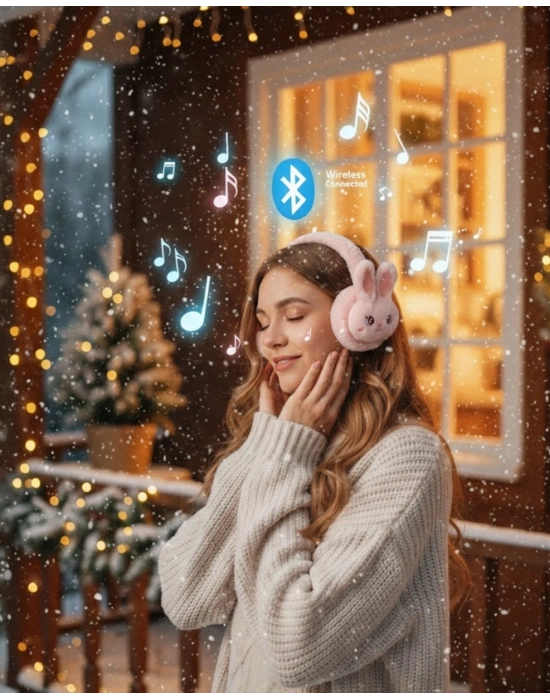 ® Şarjlı Kablosuz Tavşan Tasarımlı Bluetooth Kulaklık TF Kart Girişli