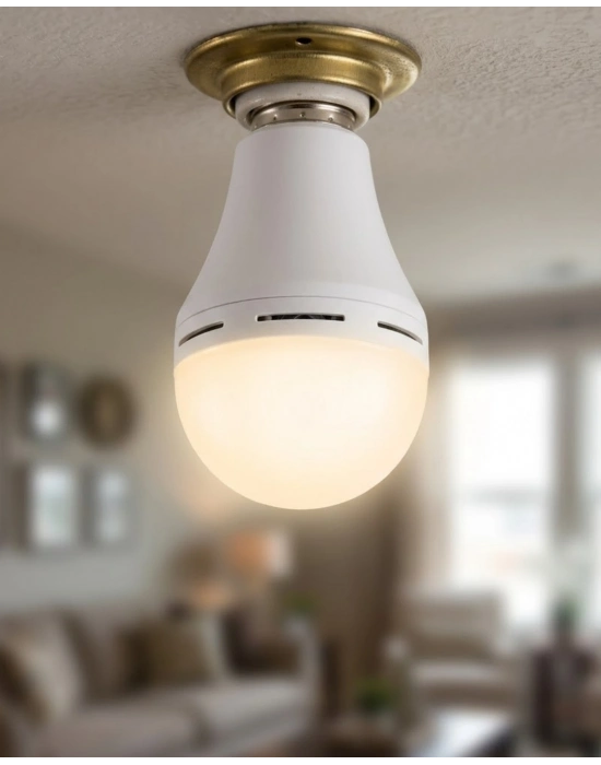 Şarjlı LED Ampul 6500K Soğuk Beyaz E27 Duy Enerji Tasarruflu