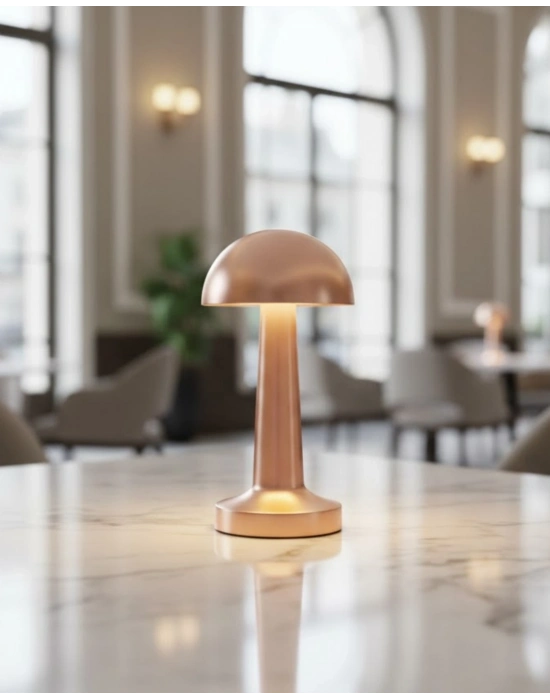 Şarjlı LED Masa Lambası 3 Kademe Dokunmatik Bronz Modern Tasarım